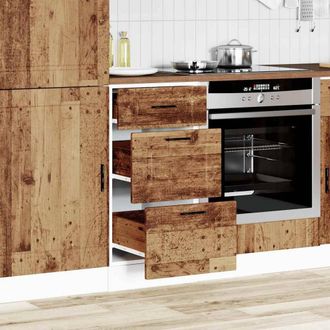 Berkfield Home Kitchen Base Cabinet Porto Old Wood Engineered Wood in Brown