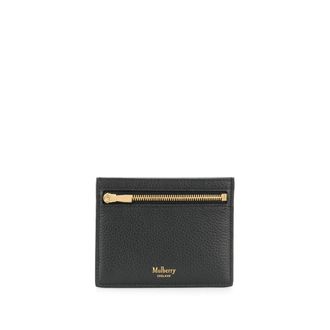 Mulberry Wallets & Cardholders, female, Black, Size: ONE SIZE Black Leather Zipped Cardholder