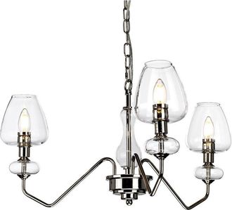 Netlighting Armand 3 Light Pendant Polished Nickel Glass Shade