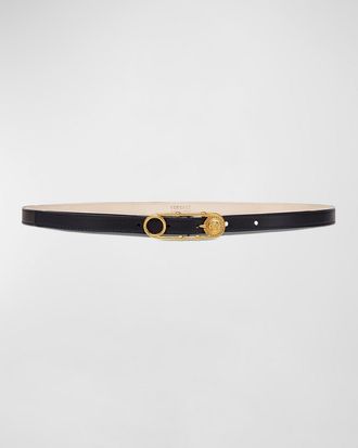 Versace Medusa Safety Pin Leather Belt