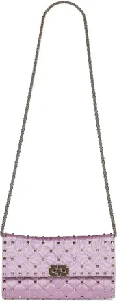 Valentino Garavani Tassen, Dames, Paars, ONE Size, Leer, Rockstud Spike Crossbody Bag