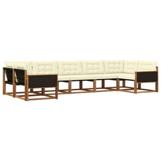vidaXL Conjunto De Sof&aacute;s De Exterior Con Coj&iacute;n 7 Pcs Natural Y Crema Vidaxl