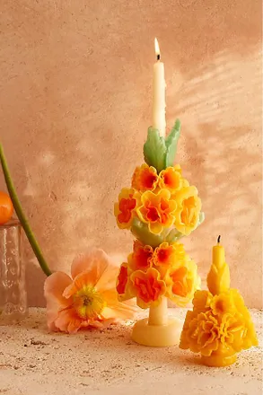 Terrain Oaxacan Floral Taper Candle, Large Multicolor