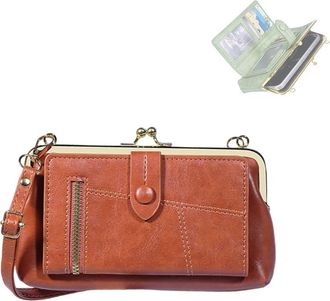 Generic Crossbody Phone Bag with Multi-Card Organizer, Can Hold Id Card, Credit Card, Cash, Coin Holder, Phone And Storage Pocket (Brown)