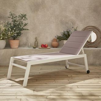Sweeek Textilene & Aluminium Sun Lounger 6 Reclining Positions in White