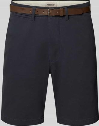 Jack & Jones Jack & Jones Straight Fit Shorts mit abnehmbarem G&uuml;rtel Modell Adam in Dunkelblau, Gr&ouml;&szlig;e XXL