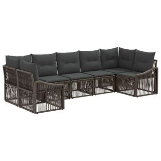 vidaXL Conjunto De Sof&aacute;s De Jard&iacute;n 7 Uds. 7-n&uacute;mero De Plazas Gris Vidaxl