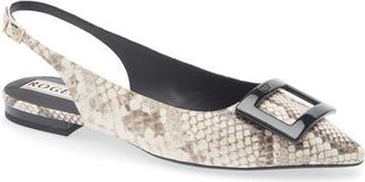 Roger Vivier Gommettine Pointed Toe Slingback Flat in Cire at Nordstrom, Size 37.5