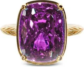 Sterling Forever Elongated Cushion-Cut Cubic Zirconia Cocktail Ring in Gold/amethyst at Nordstrom, Size 10