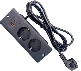 No Brand Regleta Usb Integrada De 1,5 M. Ideal Para Escritorio De Oficina. Color Negro