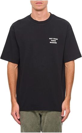 Dr&ocirc;le de Monsieur Slogan Katoenen T-shirt met Ronde Hals - Heren - T-shirts - Zwart - S - Katoen - Tops