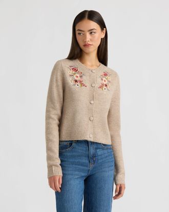 NVLT Womens Cardigan with Placement Embroidery