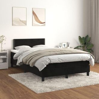 vidaXL Cama Box Spring Con Colch&oacute;n Terciopelo Negro 120x200 Cm Vidaxl