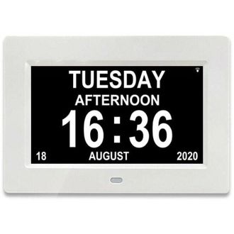 OEM Reloj Digital Lcd De 7 Con Calendario, Fecha, D&iacute;a Y Hora, Ideal Para Personas Mayores Con Alzheimer, Perfecto Para Padres (blanco)