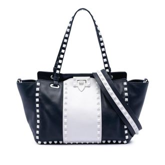 Valentino Pre-owned Valentino Small Bicolor Leather Rockstud Double Handle Tote Ladies 6B3DHSKT9V8DXXFN