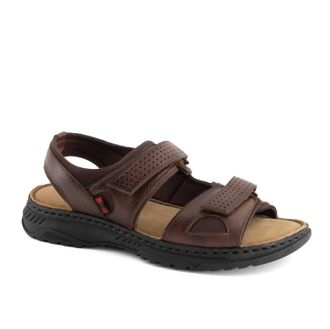 Andrea Mens Open Toe Leather Sandal In Brown