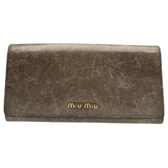 Miu Miu Pre-owned Leather Wallet - Dames - Vintage Accessoires - Grijs - ONE Size - Vintage