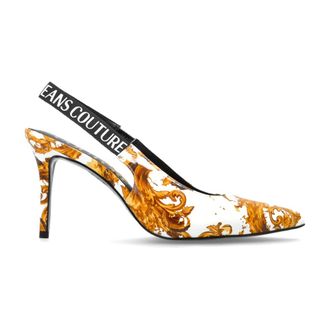 Versace Jeans Couture Pumps, female, White, Size: 11 US Barocco Pattern Heeled Shoes