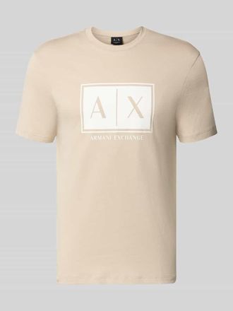 A|X Armani Exchange T-Shirt mit Logo und Rundhalsausschnitt in Sand, Gr&ouml;&szlig;e XXL