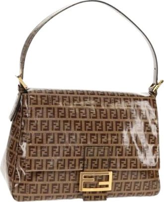 Fendi Pre-owned Shoulder Bags, female, Brown, Size: ONE SIZE Pre-owned Zucchino Canvas Shoulder Bag