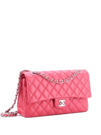 Chanel Borsa a spalla Classic Double Flap media in pelle di agnello trapuntata - Rosa