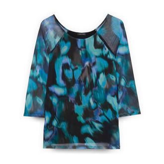 Fiorella Rubino Tops, Dames, Blauw, XS, Polyester, T-shirt met gradient print