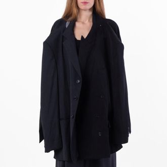 Balenciaga Distressed Double Sleeve Tailored Jacket, Size 2