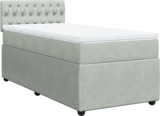 vidaXL Cama Box Spring Con Colch&oacute;n Terciopelo Gris Claro 100x200 Cm Vidaxl