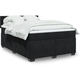 vidaXL Cama Box Spring Con Colch&oacute;n Terciopelo Negro 140x190 Cm Vidaxl