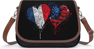 Generic France & U.S. Flag Small Womens Crossbody Bags Shoulder Handbag with Adjustable Strap for Travel