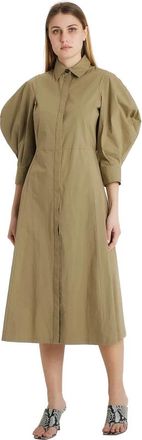 Erika Cavallini Semi Couture Shirtjurken - Dames - Shirt Kleedjes - Groen - M - Katoen - Kleedjes