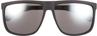 Vince Camuto Rubberised Rectangular Sunglasses in Black at Nordstrom Rack