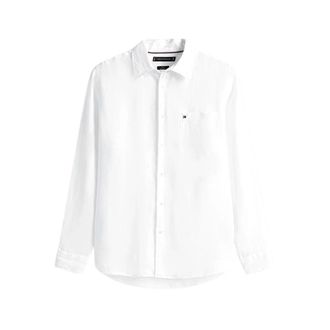 Tommy Hilfiger Camicia regular fit in puro lino - Heren - Casual Overhemden - Wit - 2XL - Linnen - Overhemden