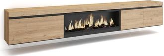 Skraut Home Skraut Home - Mueble Tv, Televisi&oacute;n, Muebles De Sal&oacute;n, Almacenaje, 288x45x35 Cm, Para Tv Gran Formato, Chimenea El&eacute;ctrica Xxl, Colgado, Suspendido, Es