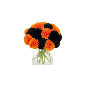 OEM 20 Crisantemos Artificiales, Hechos De Ray&oacute;n, Perfectos Para Halloween, Decoraciones De Oto&ntilde;o Y Adornos De Mesa Hechos A Mano - Naranja Y Negro