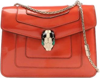 Bulgari Pre-owned Cross Body Bags, female, Orange, Size: ONE SIZE Pre-owned Serpenti Forever Chain Shoulder Bag