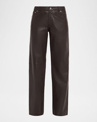 EB Denim Low-Rise Baggy Leather Jeans