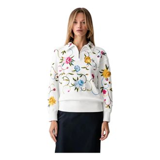 Kenzo Felpa con zip corta con ricamo floreale - - Sweatshirts & Hoodies - Donna - Multicolore - S