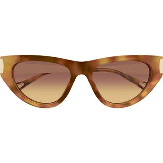 Chlo&eacute; 54mm Cat Eye Sunglasses in Shiny Havana Brown Honey at Nordstrom