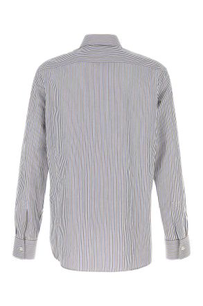 Bottega Veneta Mens Embroidered Cotton Blend Shirt Bluered Exterior: Linen Camicie