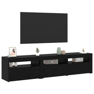Berkfield Home TV Cabinets 2 pcs with LED Lights Black Oak Engineered Wood