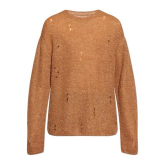 AllSaints Round-neck Knitwear, male, Brown, Size: XS Edgin Mohair Blend Jumper
