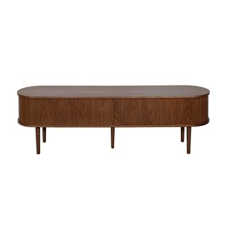 Miliboo Mueble Tv De Nogal Oscuro Con Almacenaje Y 2 Puertas Correderas 180 Cm Epic