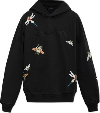 Balmain Geborduurde Insect Hoodie - Heren - Hoodies - Zwart - S - Katoen - Hoodies & sweatvesten