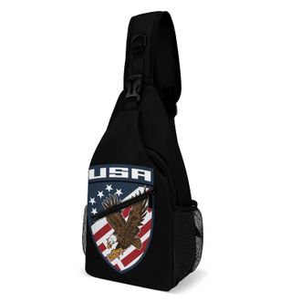 Generic Ea-gles U.s. Flag Unisex Shoulder Bags Casual Crossbody Chest Bag Sling Backpack for Hiking Cycling Travel