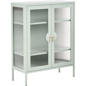 Beliani Storage Unit Mint Green Steel Metal Office Cabinet Shelves Leg Caps Industrial Design Living Room Home Office Furniture GLEORA