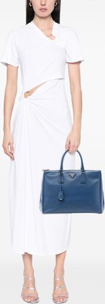 Prada Womens Pre-owned Large Saffiano Lux Galleria Double Zip Tote - Medium Blue Leather - One Size