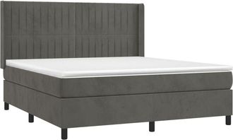 vidaXL Vidaxl - Cama Box Spring Colch&oacute;n Y Led Terciopelo Gris Oscuro 160x200 Cm