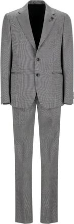 Lardini Completo con motivo pied-de-poule e revers a lancia - Grigio