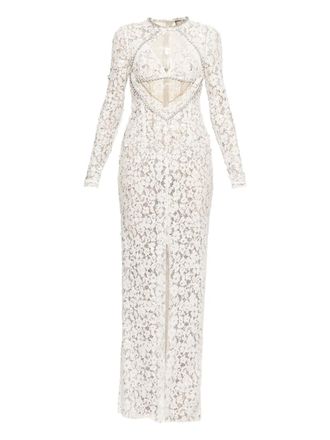 Nissa sequin-embellished lace maxi dress - White